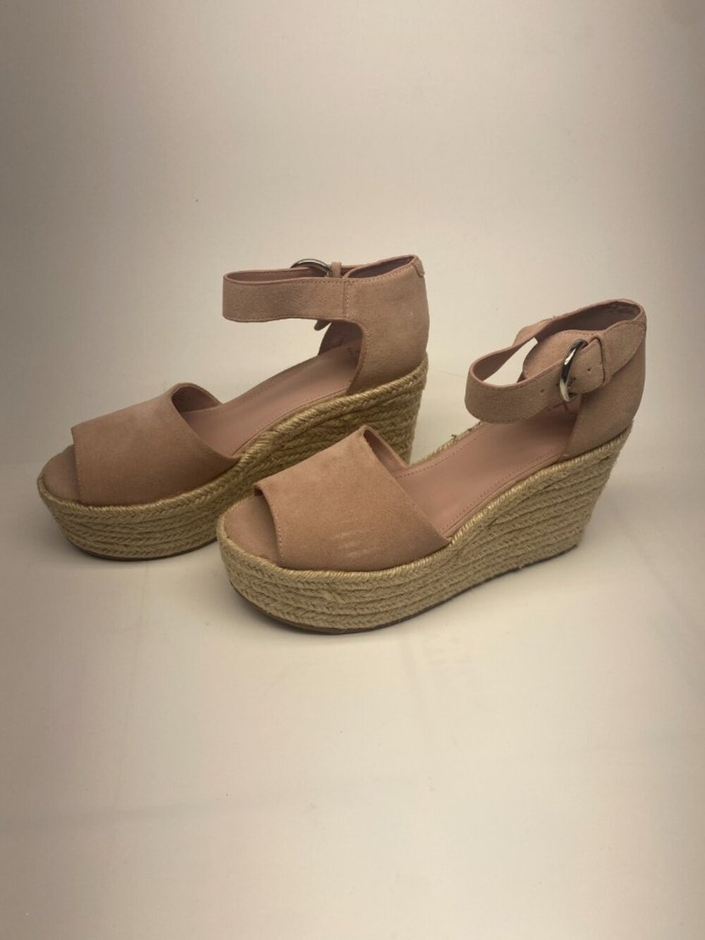 Marc Fisher Womens Alita , Light Pink Suede Espadrille Wedge Sandal Sz 11